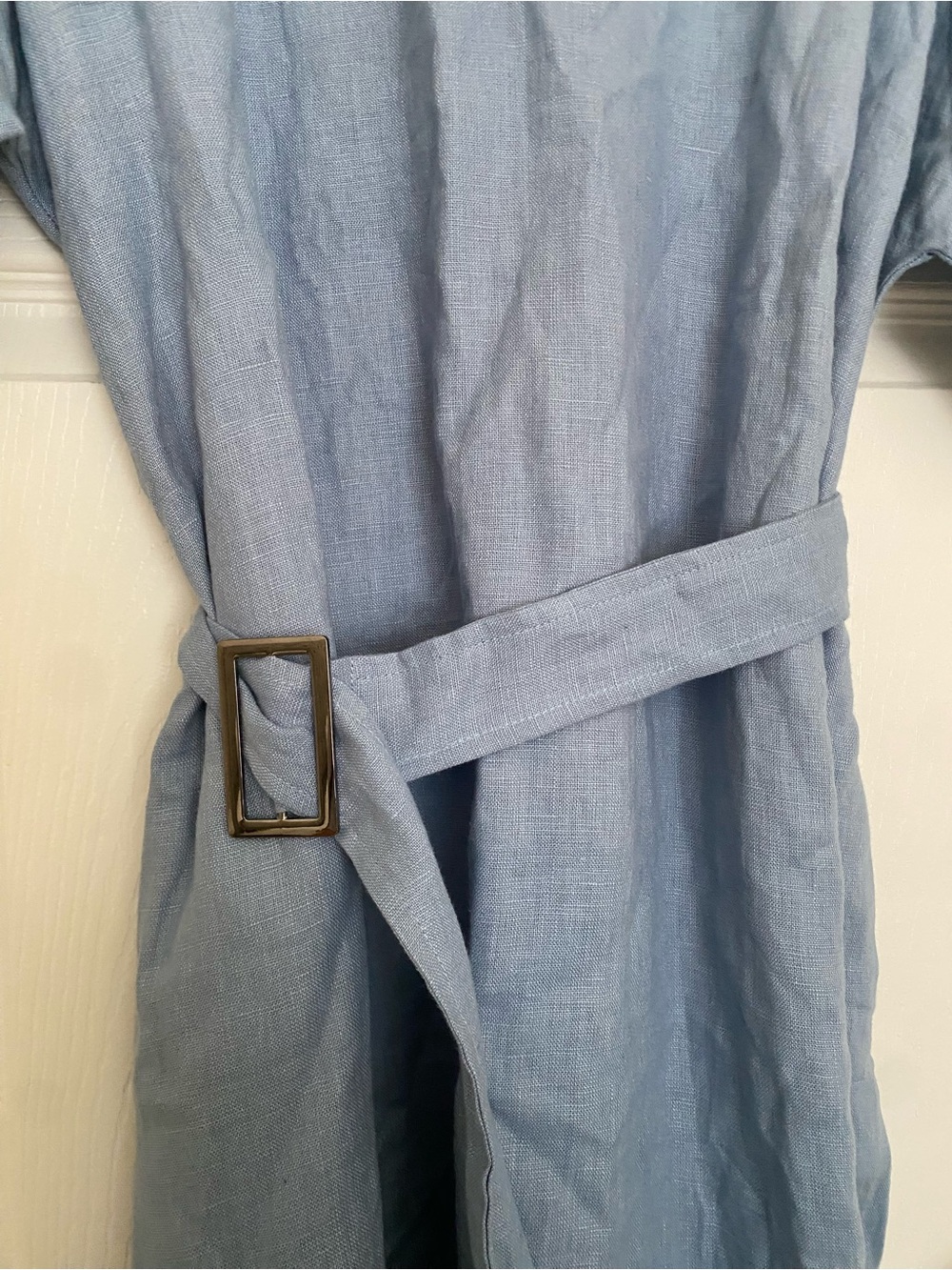 Lintico Blue 100% Linen Maddie Kimono loose maxi dress belted M LAGENLOOK - Picture 5 of 10